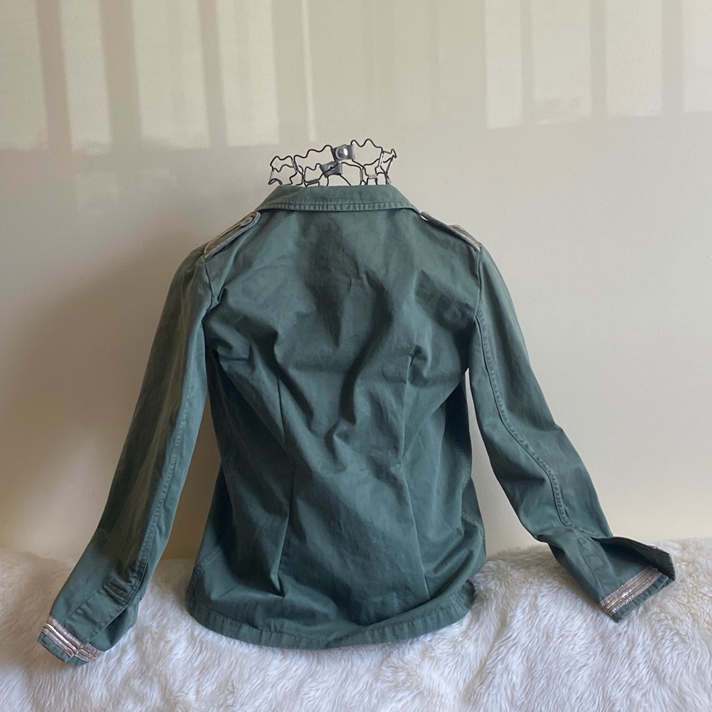 Bebe Boho Embellished Military Jacket - Army Green Size Large - Picture 10 of 15